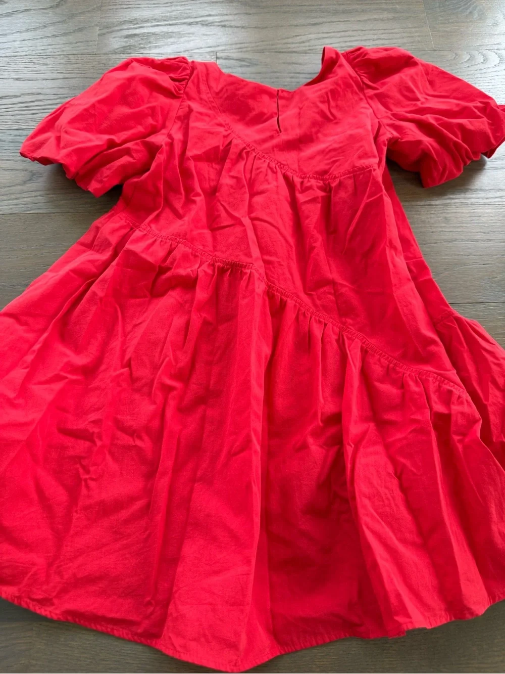Zara Red Puff Sleeve Tiered Dress size 8/9